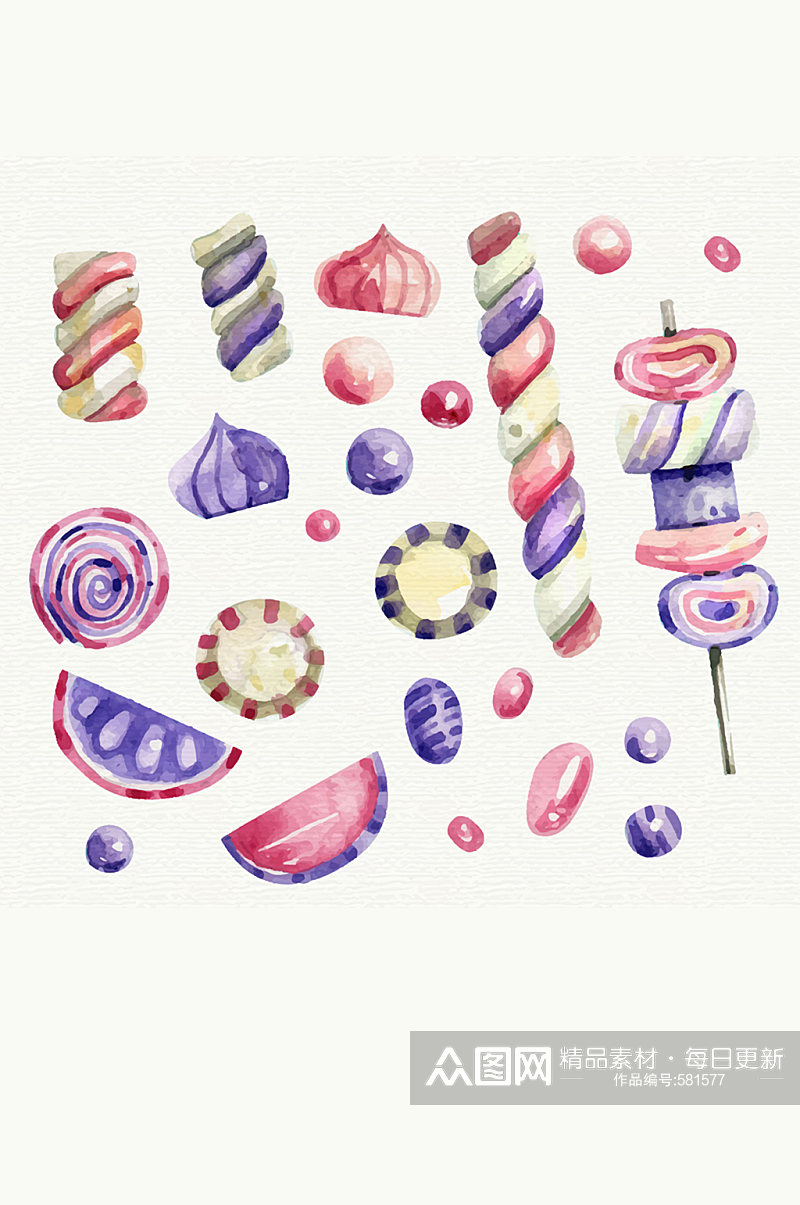 24款紫色和粉色糖果矢量图素材