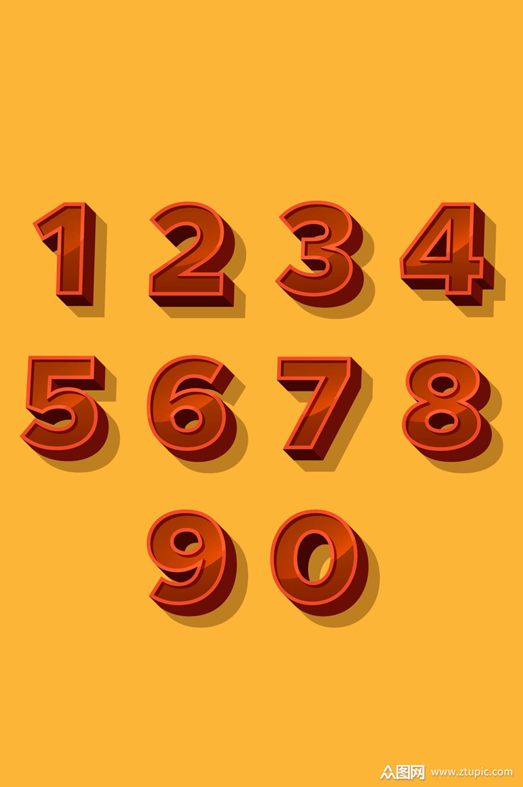 10款红色立体数字矢量素材素材