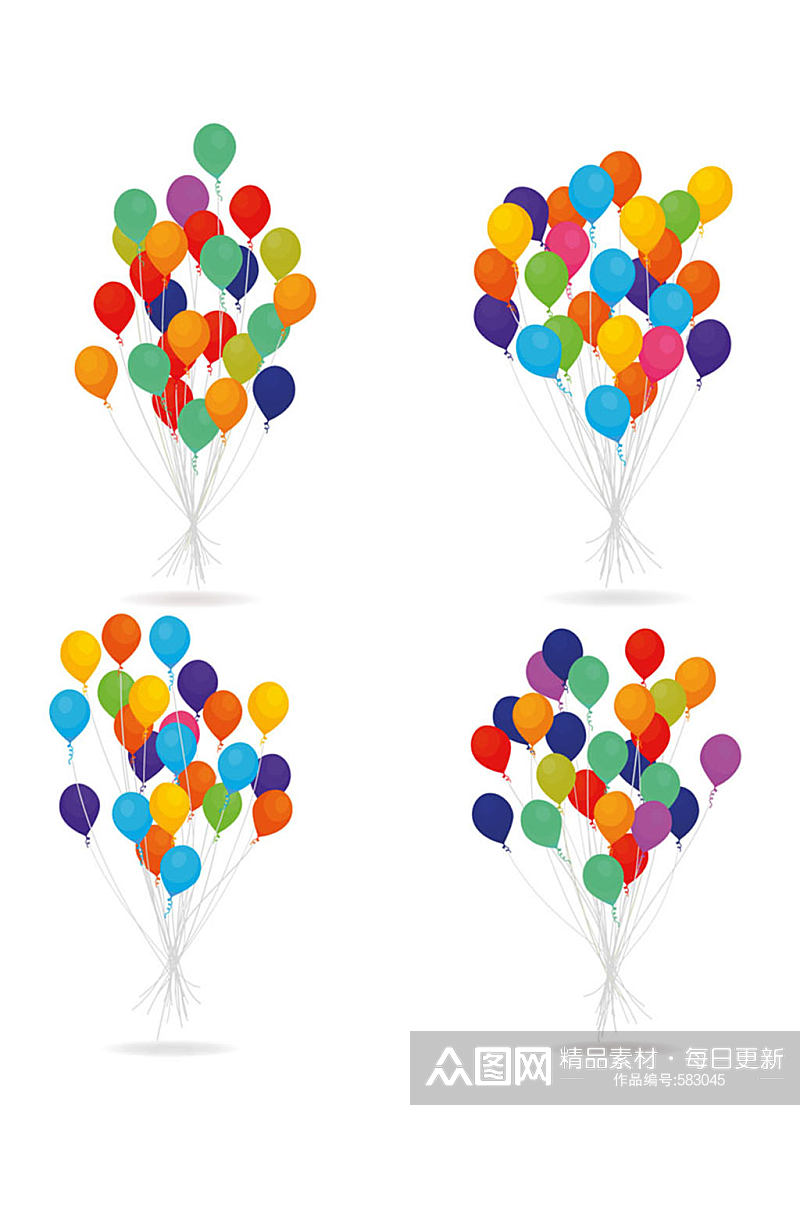 4款彩色气球束设计矢量素材素材