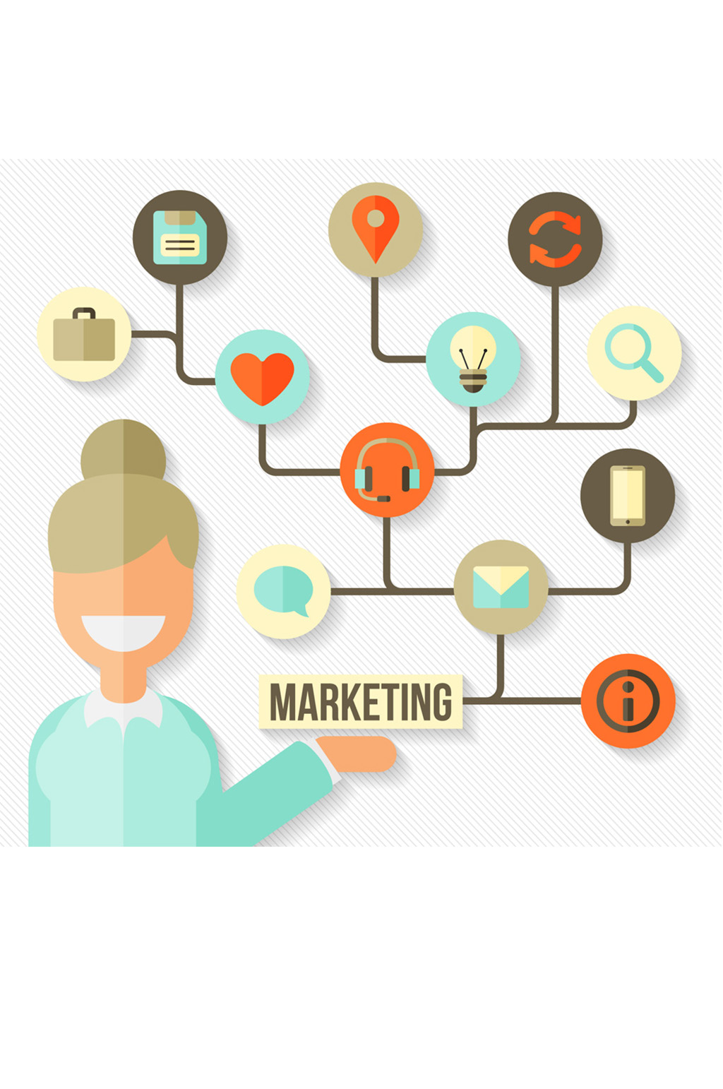 扁平化女子和市场营销元素矢量图模板下载-编号583210-众图网