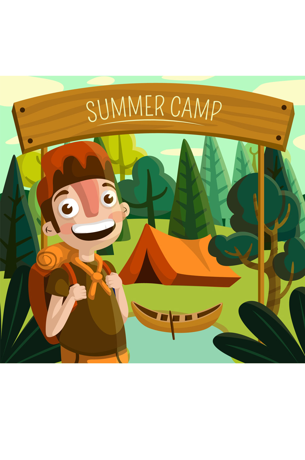 创意参加夏令营的男子矢量素材