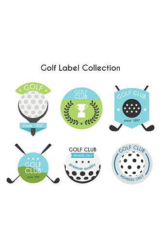 6款创意高尔夫标签设计矢量图