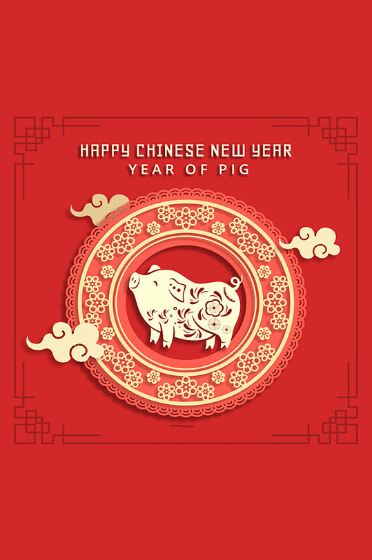 2019年红色猪年年历设计矢量素材