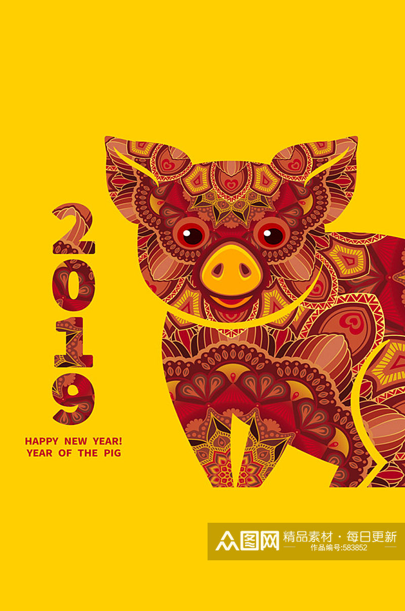 2019年猪年年历设计矢量素材素材