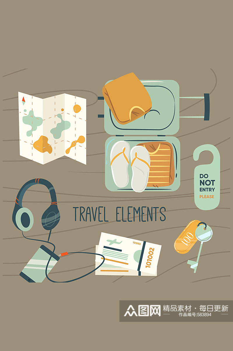 10款创意旅游物品矢量素材素材