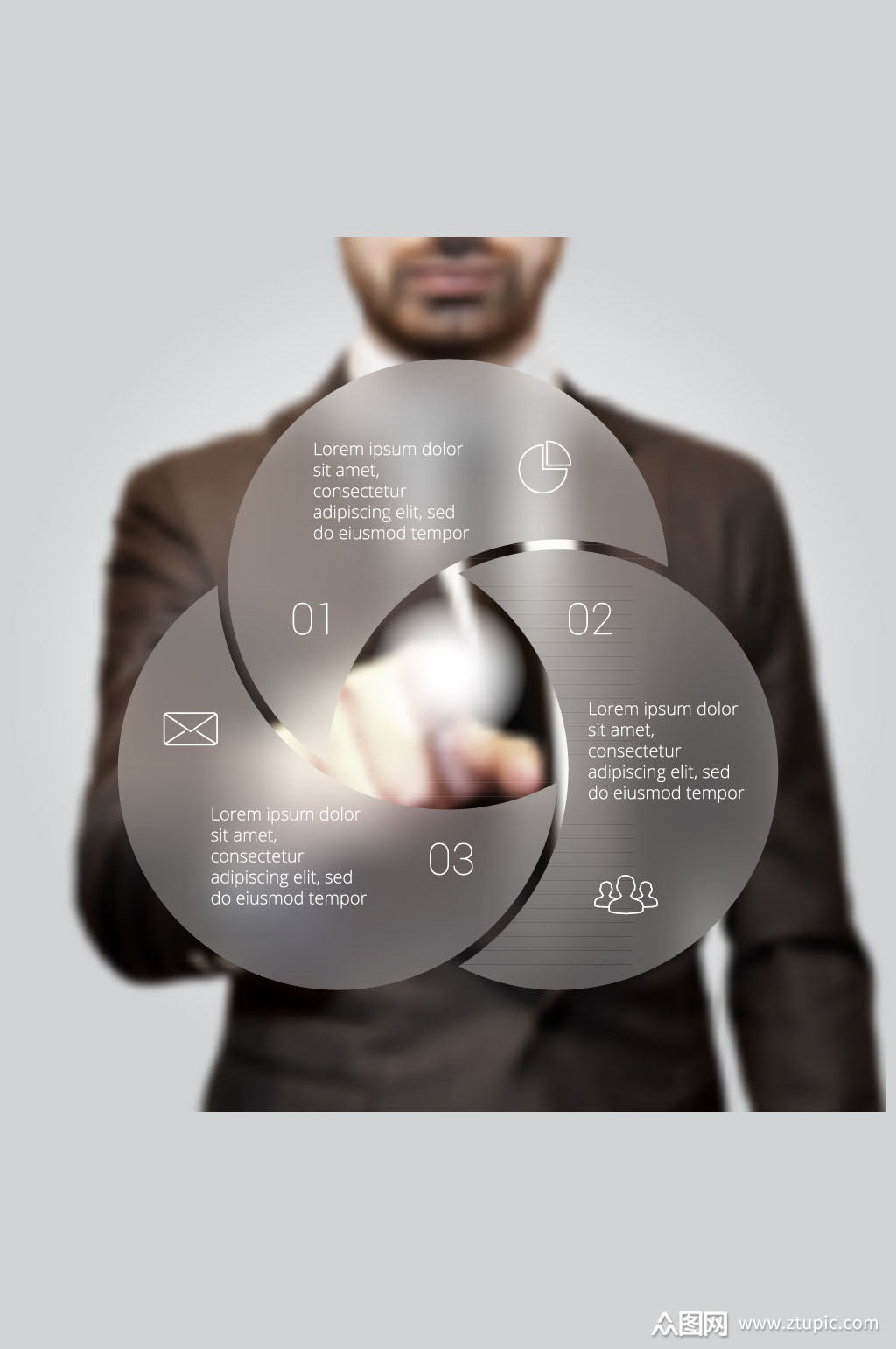 创意点击触控的商务男子矢量素材