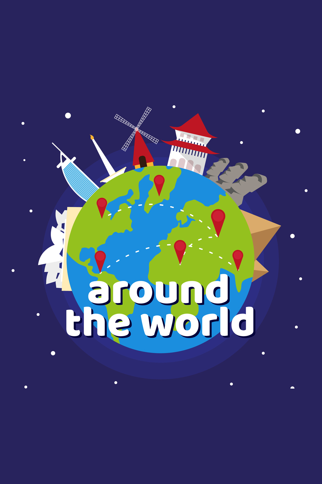 彩色环球旅行地球矢量素材