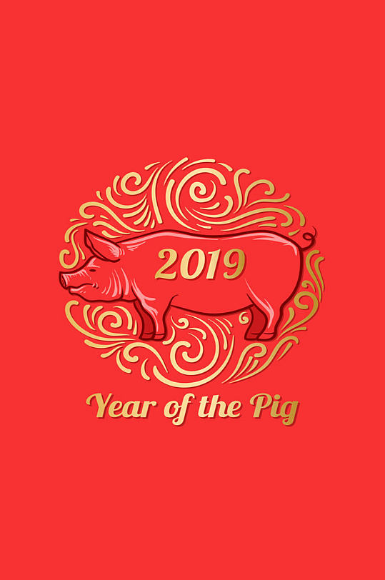 2019年红色猪年年历设计矢量素材
