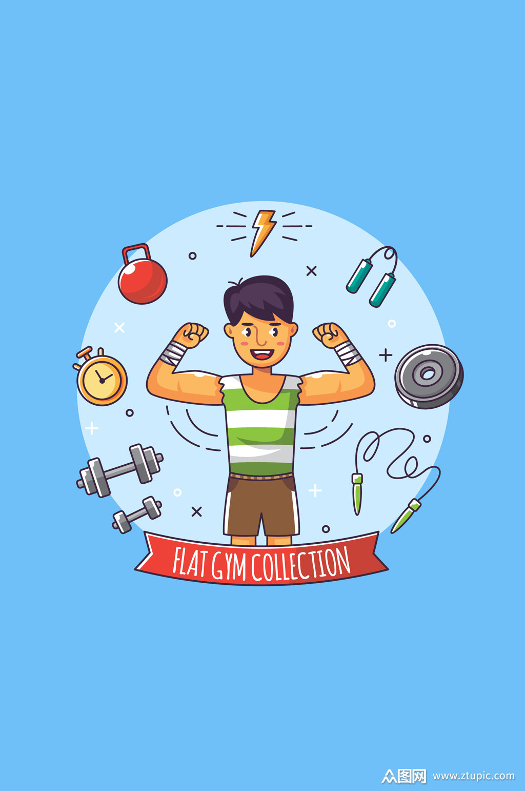 彩绘健身男子设计矢量素材