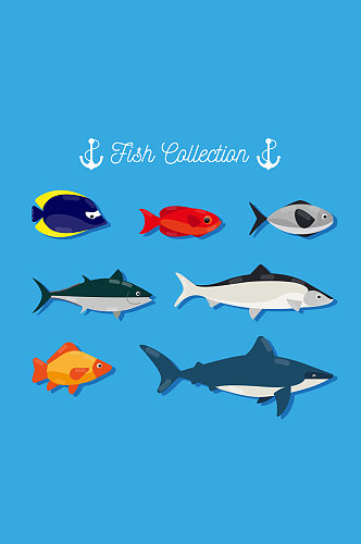 7款创意海洋鱼类设计矢量图