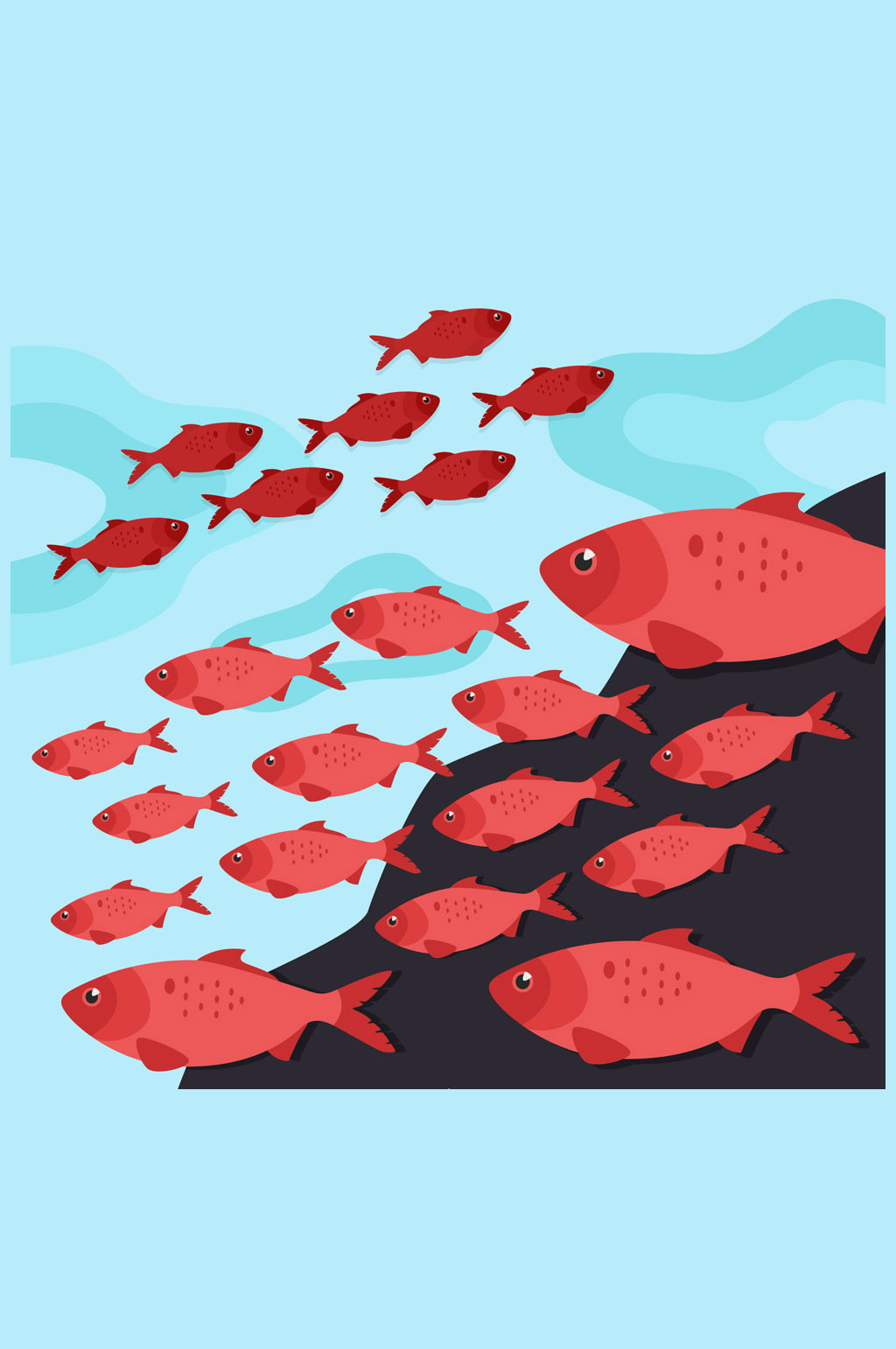 创意海底红色鱼群矢量素材