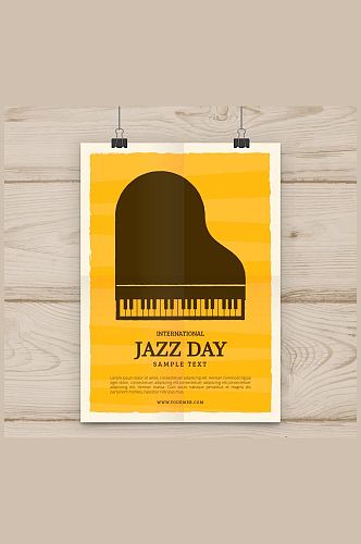 创意国际爵士乐日钢琴海报矢量图