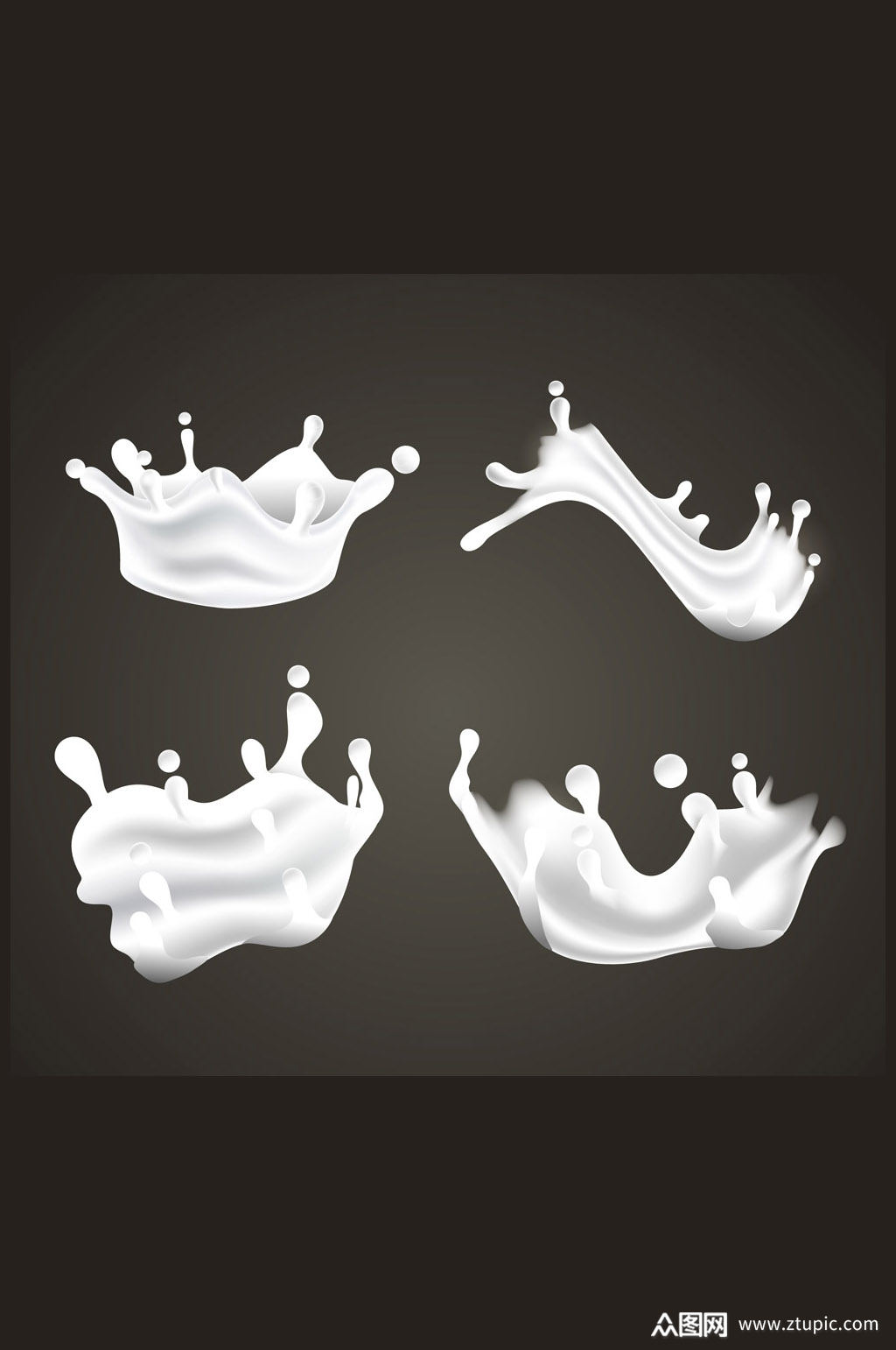 4款动感液态牛奶矢量素材