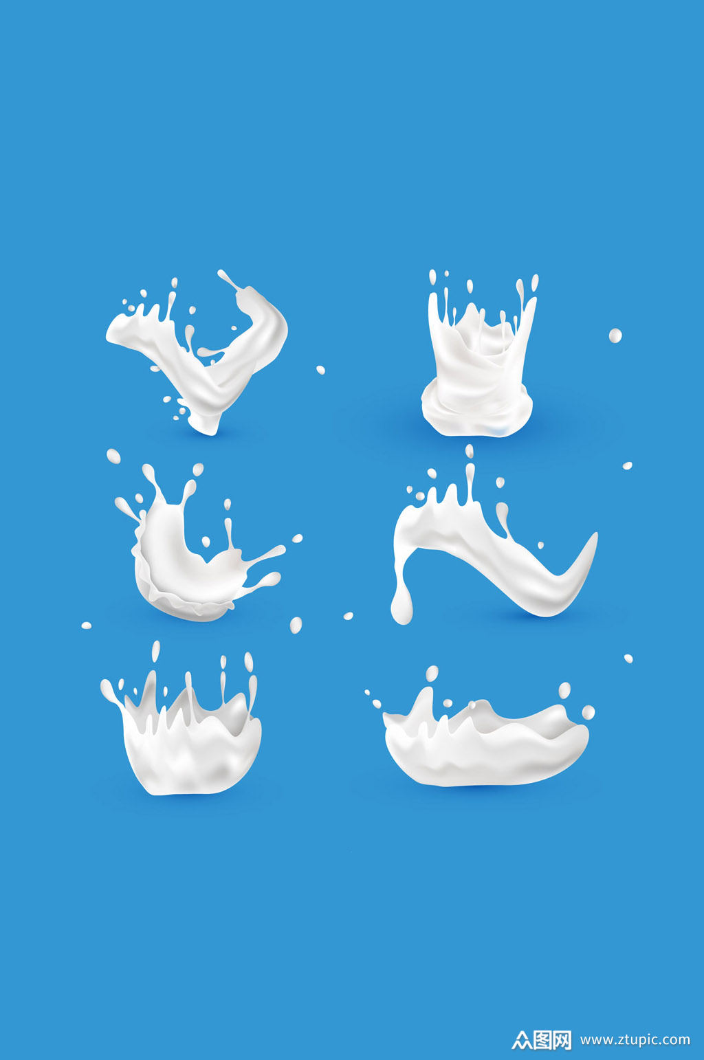 6款白色动感牛奶设计矢量图素材