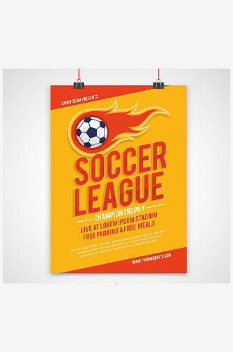 创意火焰足球联赛海报矢量图