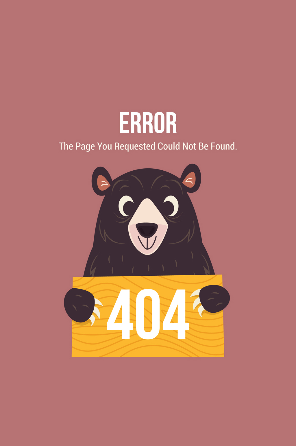 创意404错误页面黑熊矢量素材