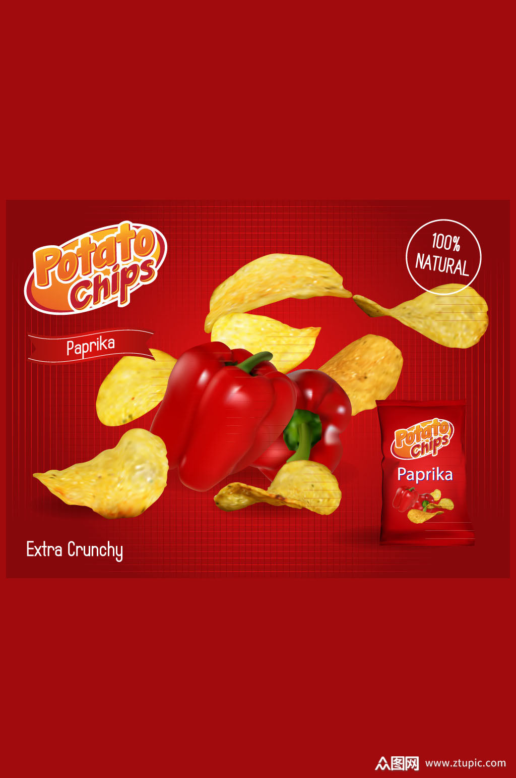 创意辣椒味薯片海报矢量素材