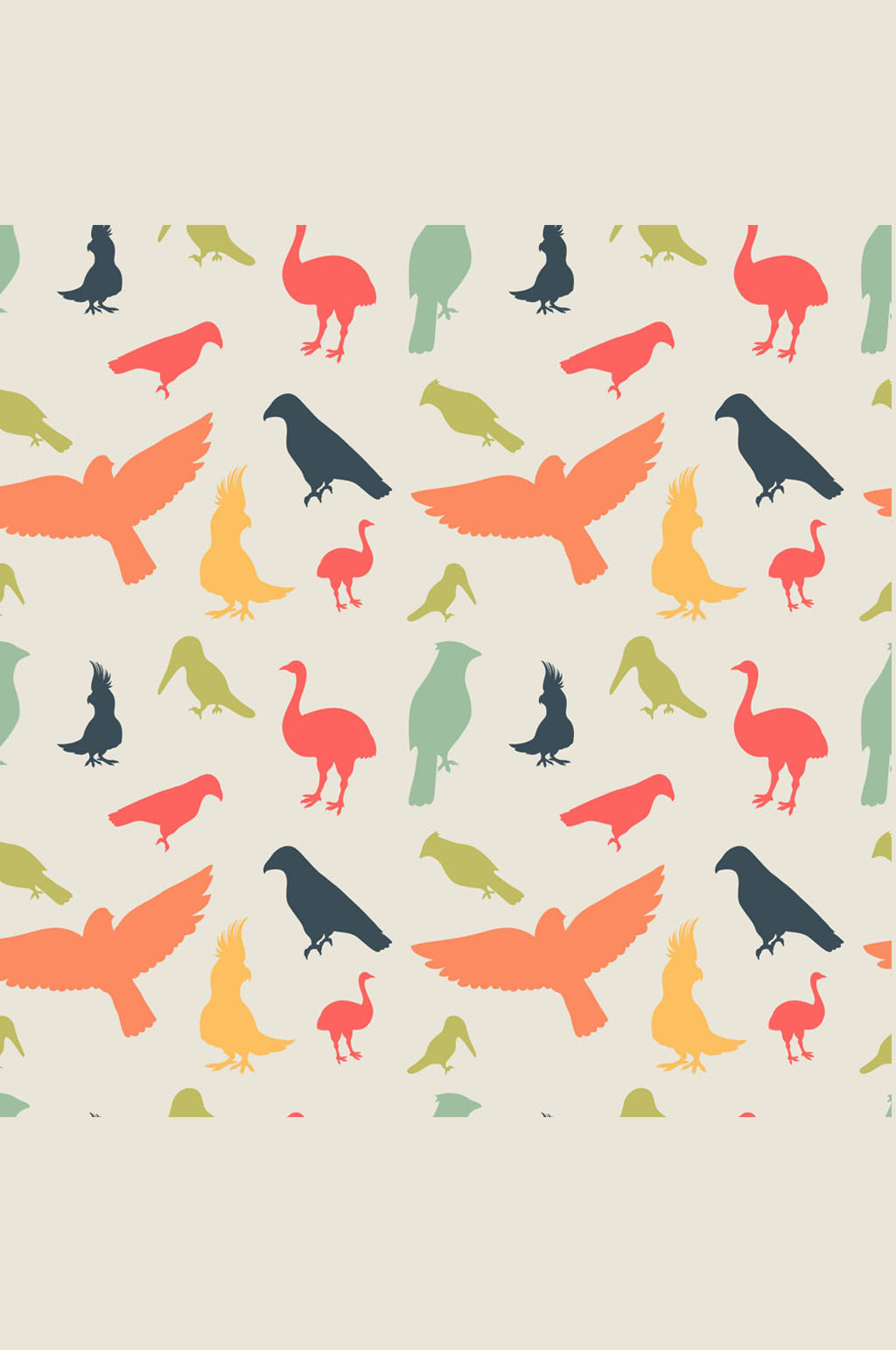 彩色鸟类剪影无缝背景矢量图