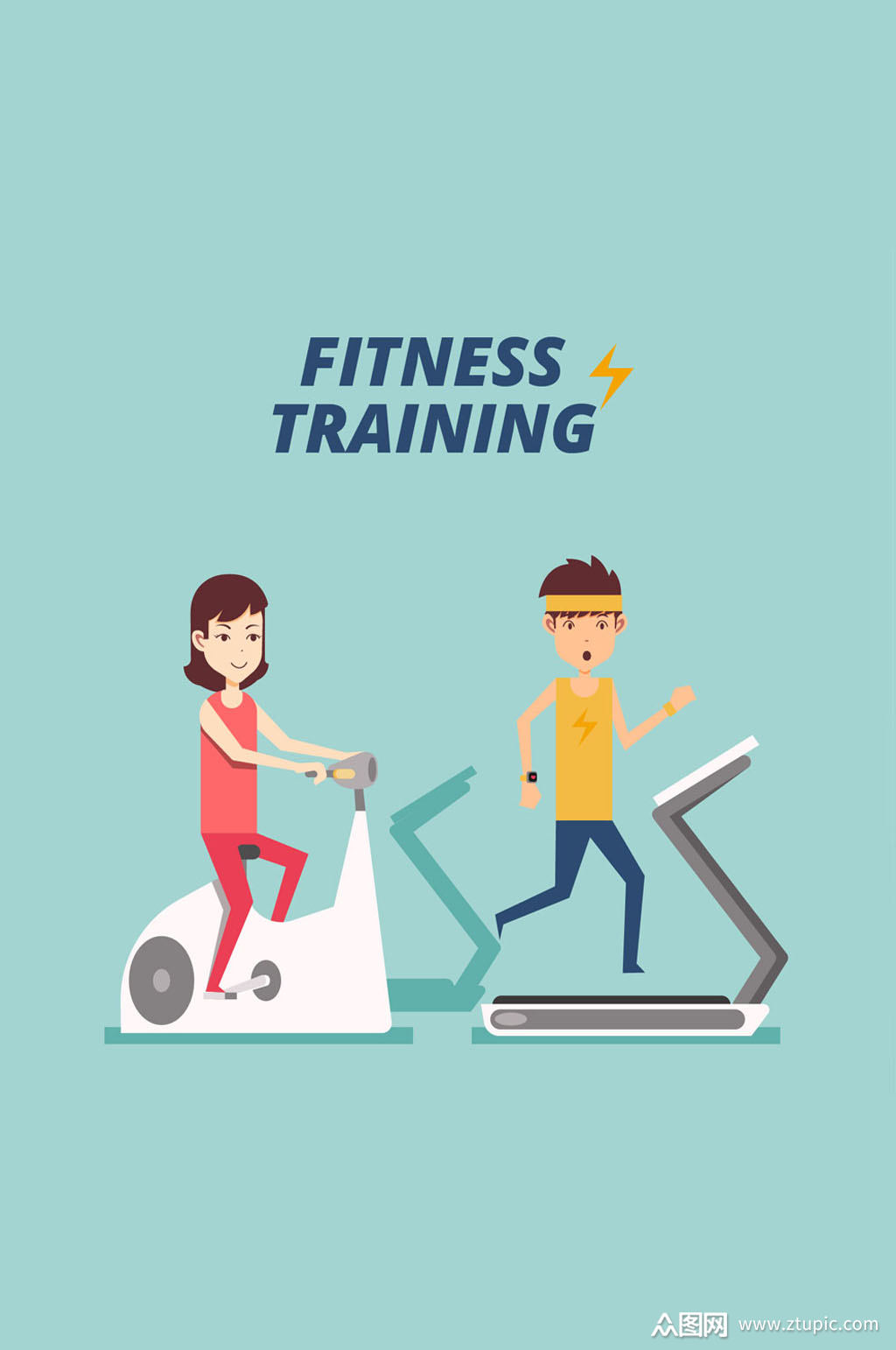 2个运动健身的男女矢量素材