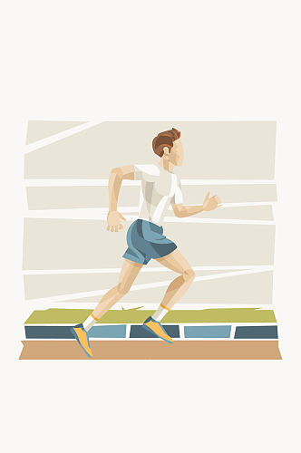 彩绘跑步健身的男子矢量素材