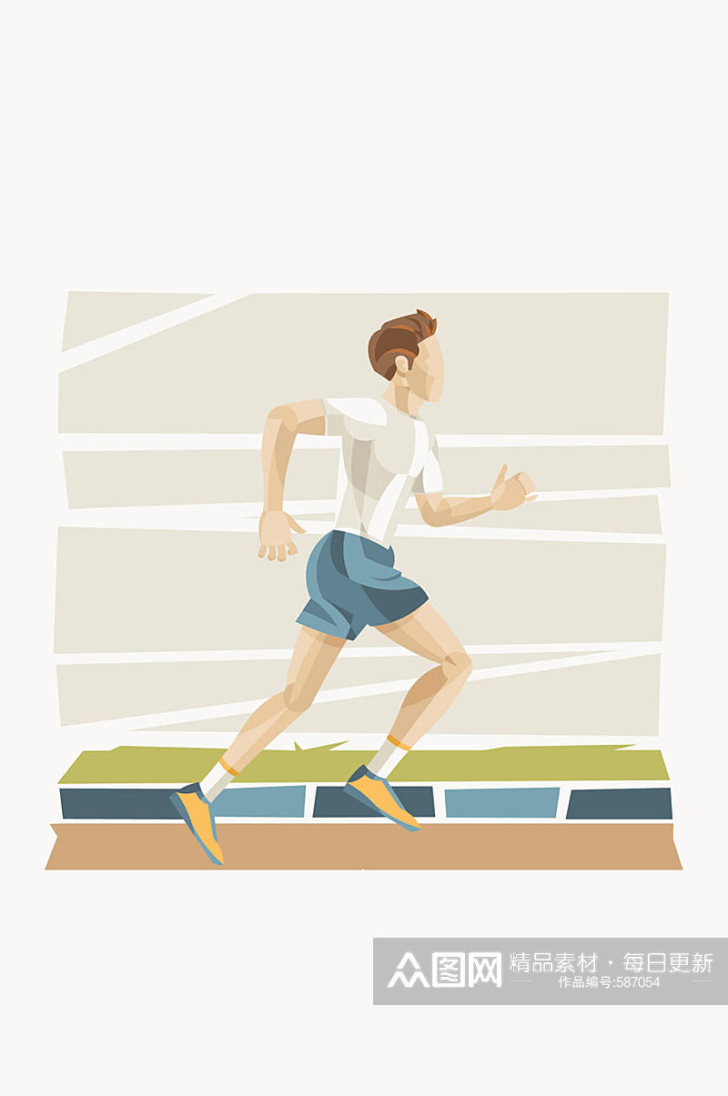 彩绘跑步健身的男子矢量素材素材