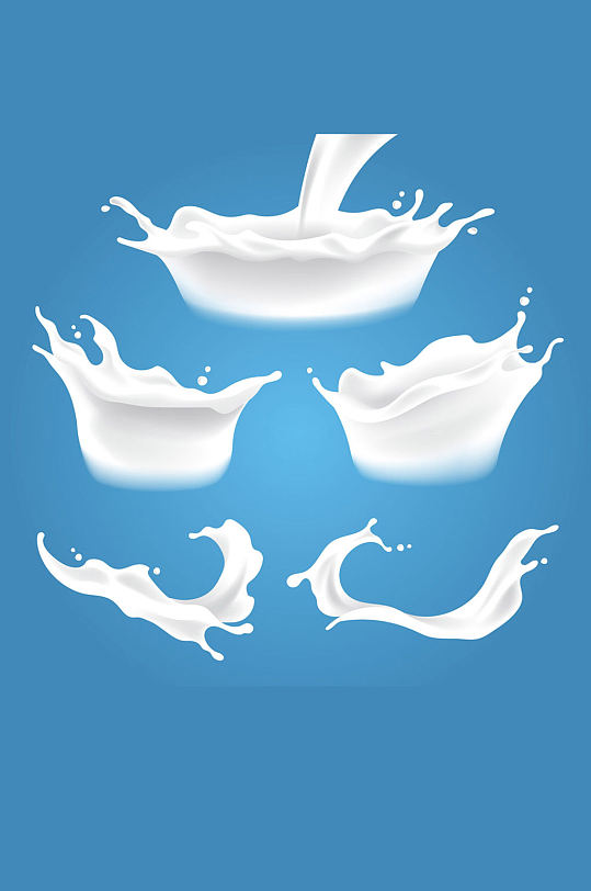 5款动感液态牛奶设计矢量素材