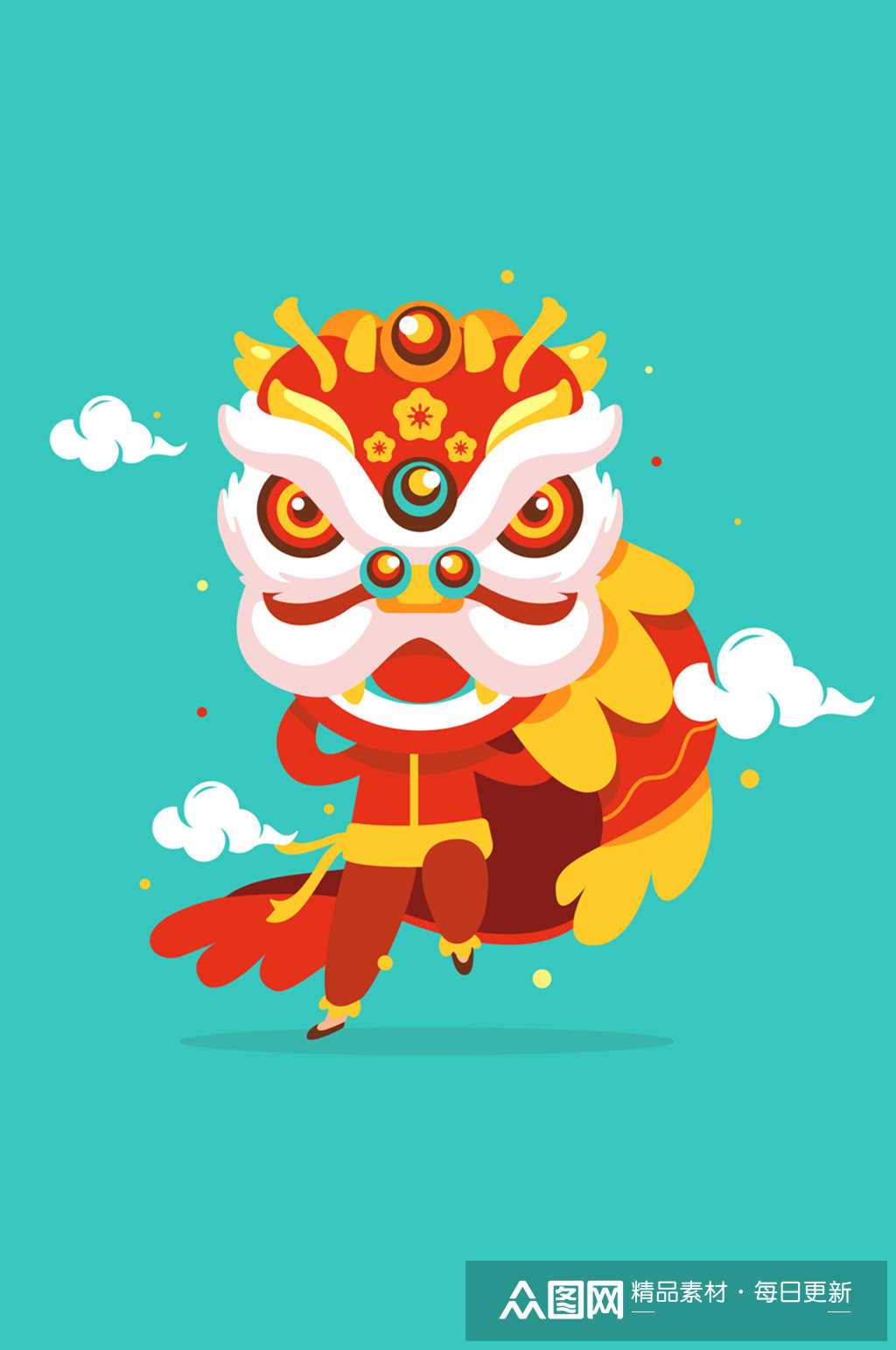 创意节日舞狮子矢量素材