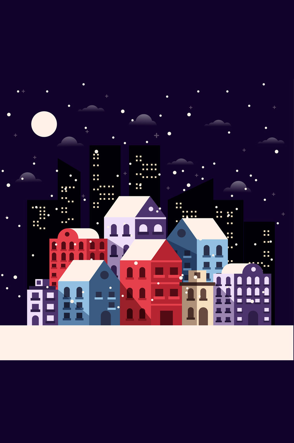 动漫城市雪景图片