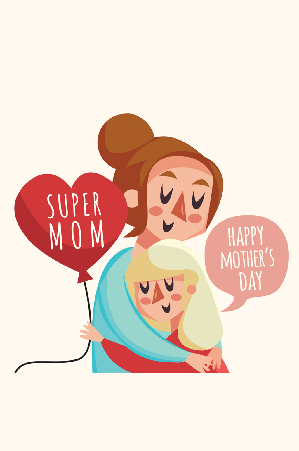 创意母亲节拥抱的母女矢量素材