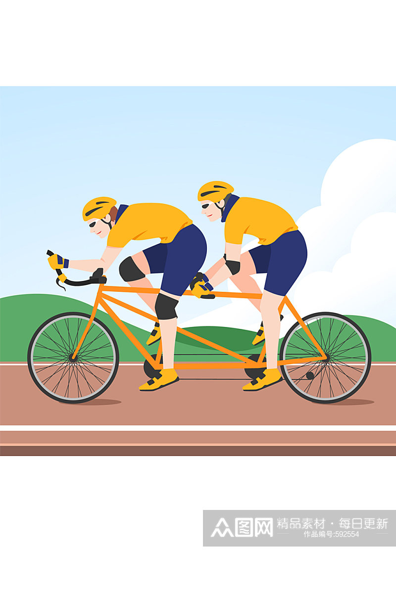创意骑双人自行车的人物矢量图素材