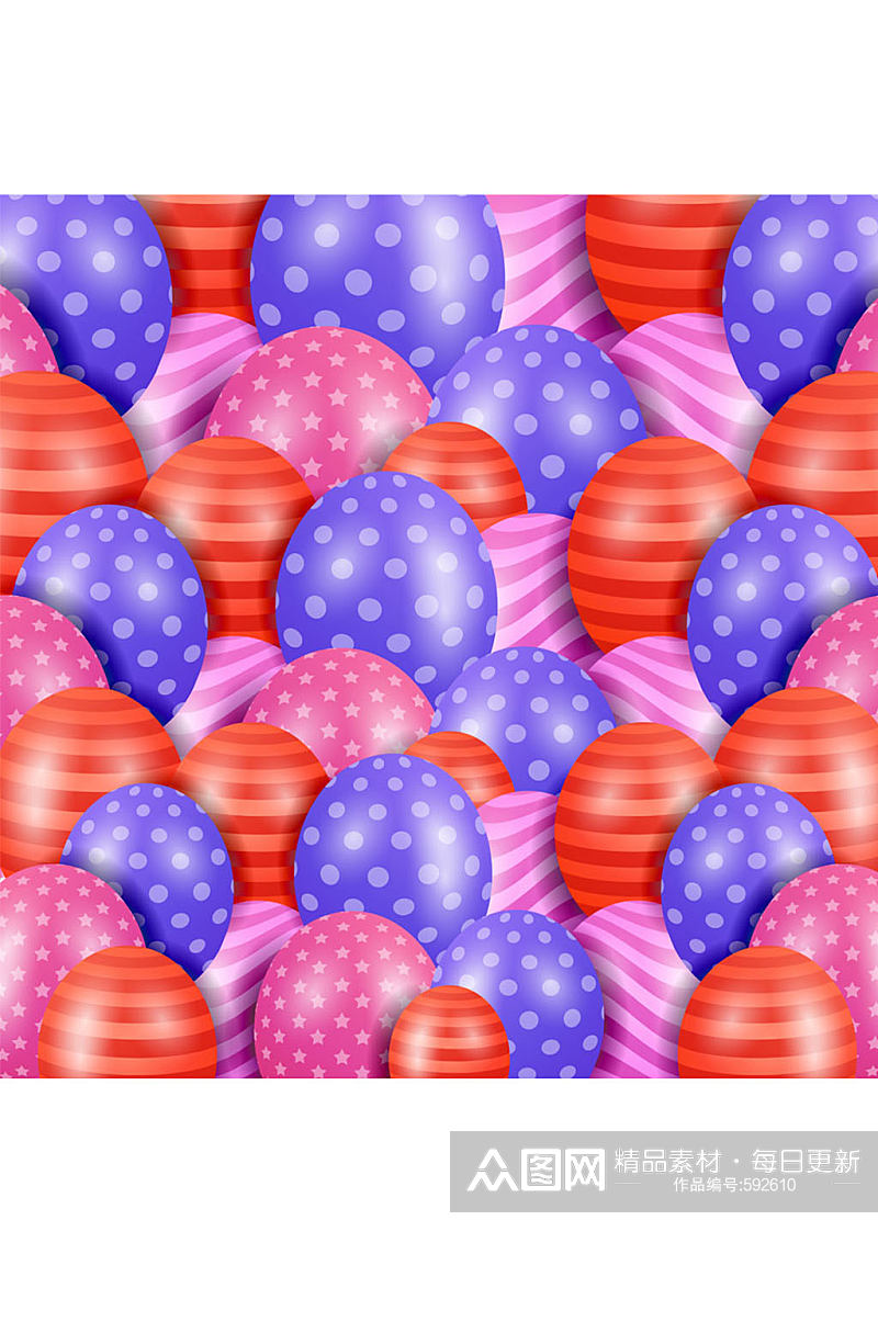 彩色水玉点和条纹气球背景矢量素材素材