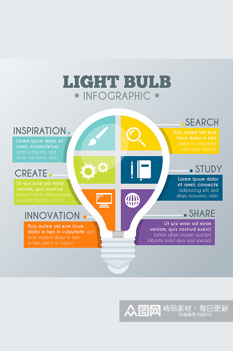 创意灯泡信息图设计矢量素材素材