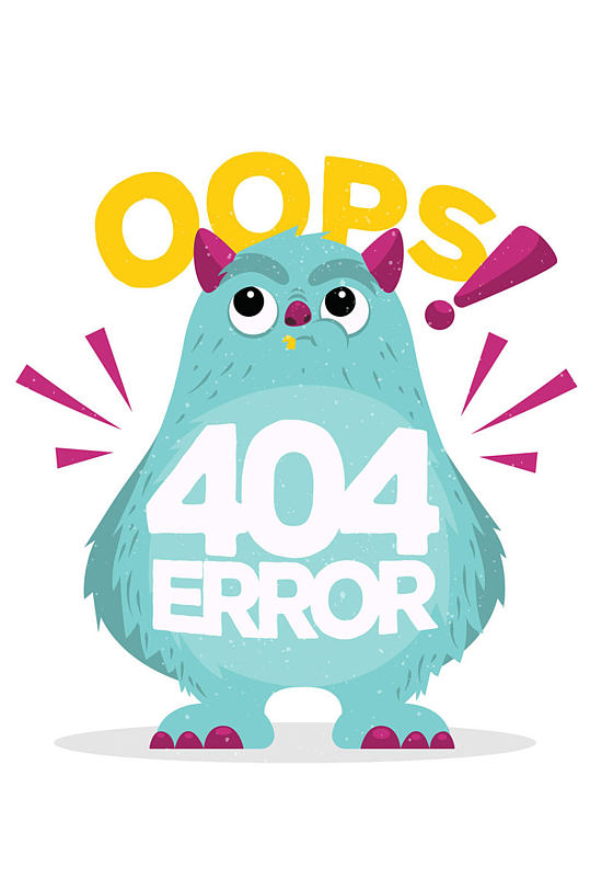 彩绘404错误页面怪兽矢量素材
