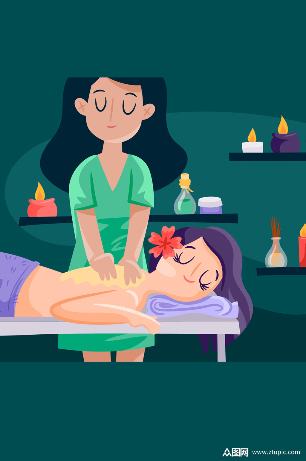 创意做spa的女子矢量素材素材