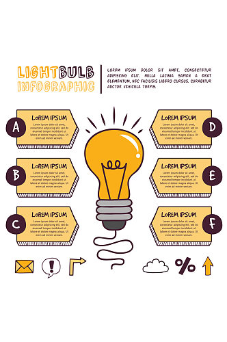 手绘灯泡商务信息图矢量素材