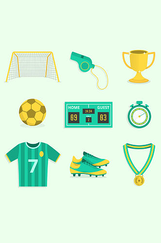 9款绿色足球元素设计矢量图