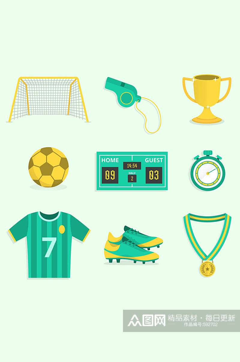 9款绿色足球元素设计矢量图素材