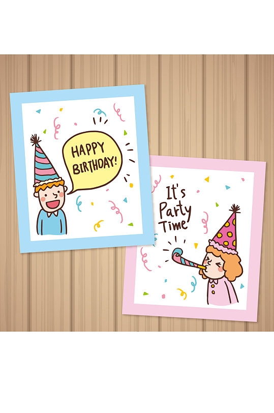 6款彩绘生日贺卡矢量素材模板下载-编号604577-众图网