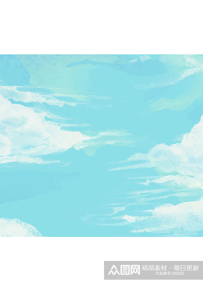 彩绘蓝天白云风景矢量素材素材