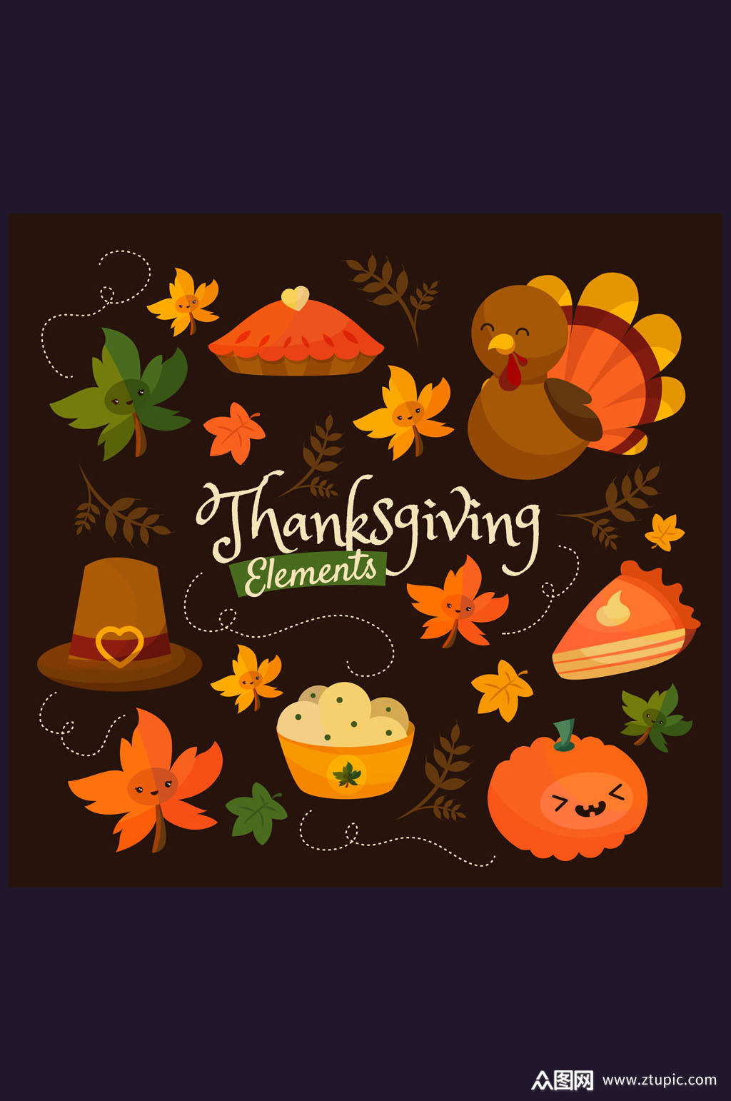 13款彩色感恩节元素矢量元素 素材