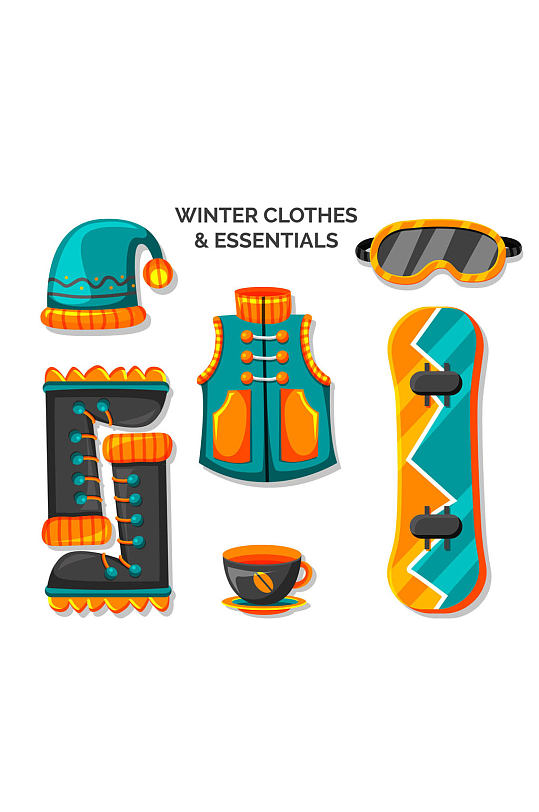 5款精美冬季滑雪服饰矢量图