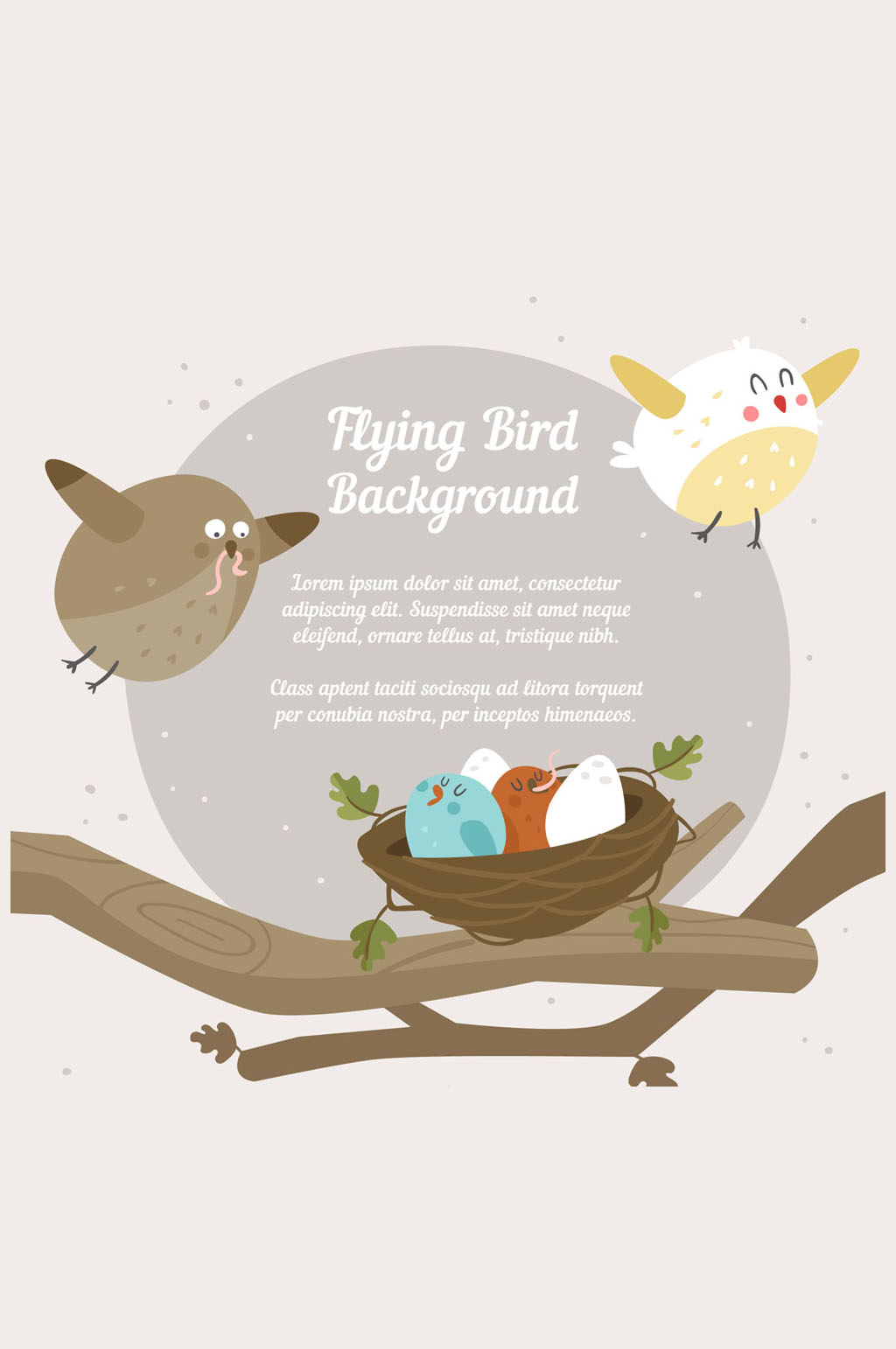 卡通喂食的鸟矢量素材