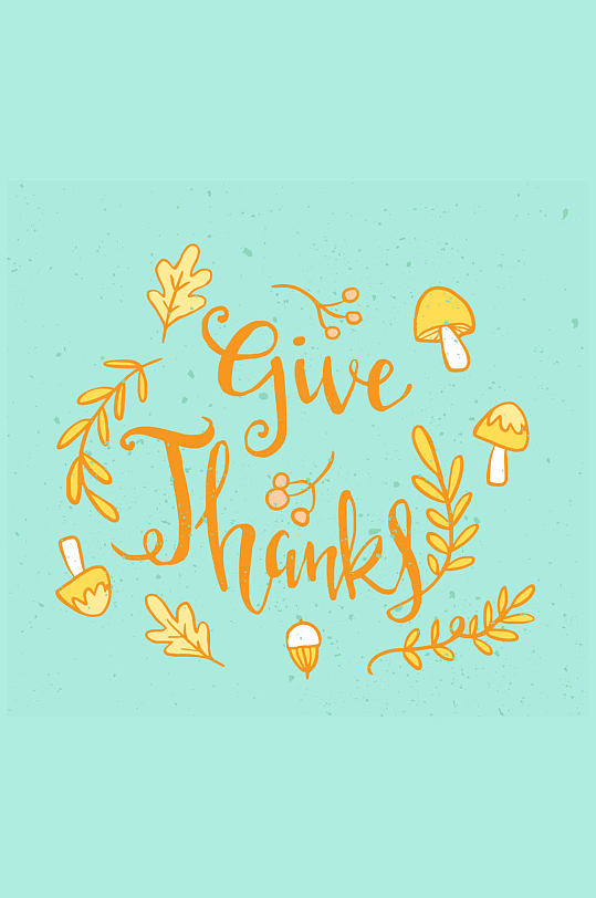 彩绘感恩节艺术字矢量素材元素 素材