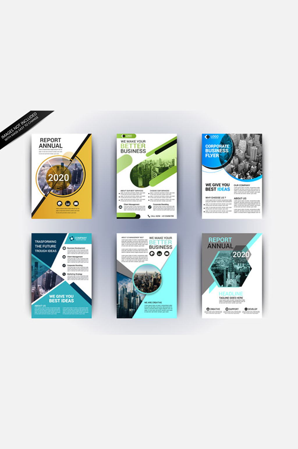 多彩简约宣传册海报矢量图简约精美华美精致