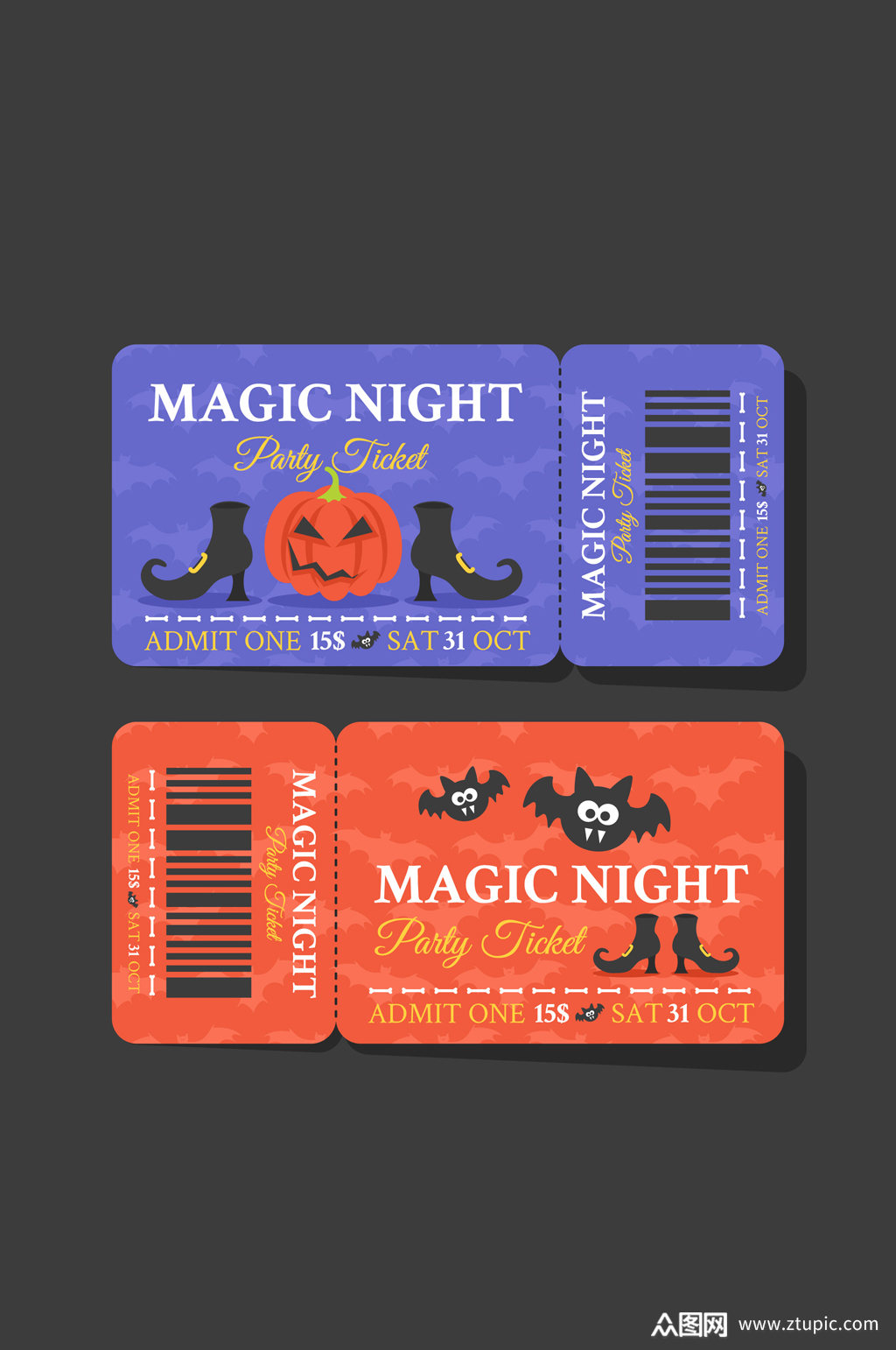 2款创意万圣夜派对门票矢量素材