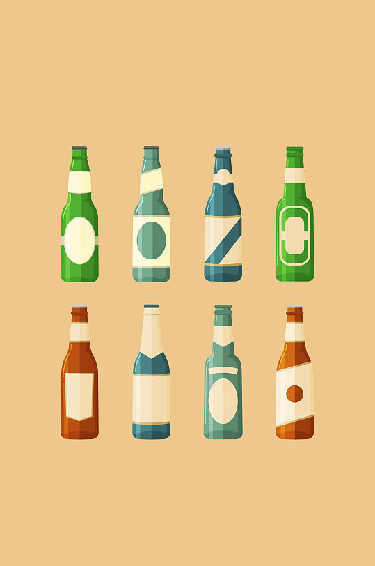 8款创意啤酒瓶设计矢量素材