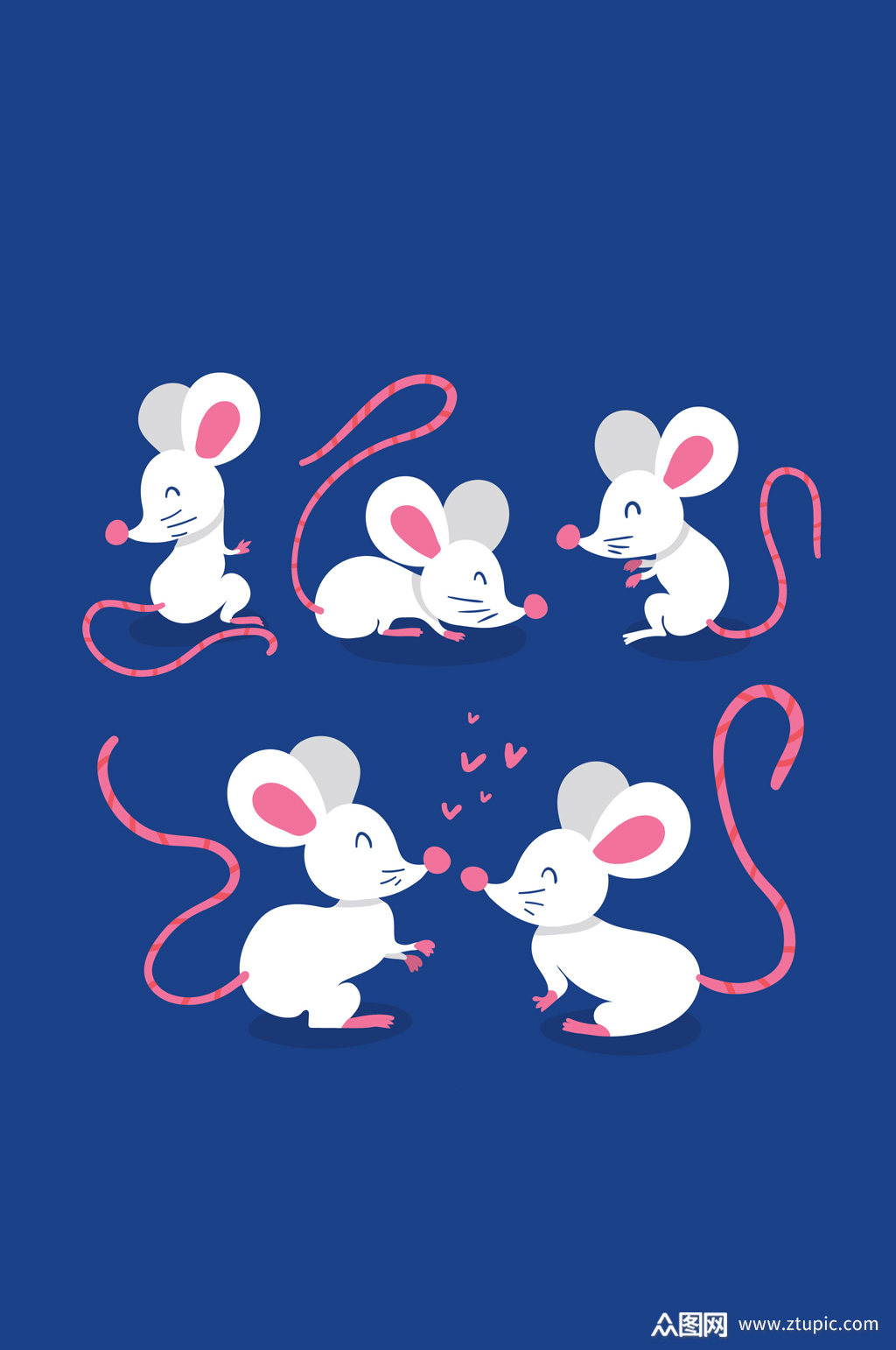 5款白色老鼠设计矢量素材