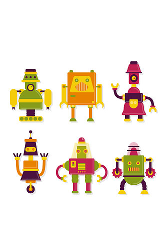 6款创意拼色机器人矢量素材