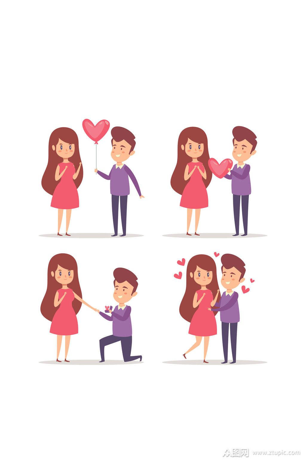 4款创意情侣动作矢量素材