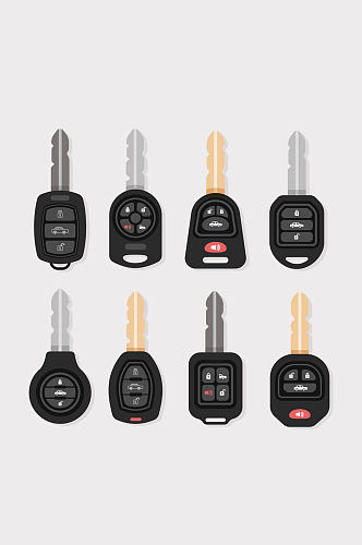 8款黑色车钥匙设计矢量素材